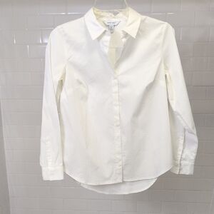 Nine West White Button-Up Shirt